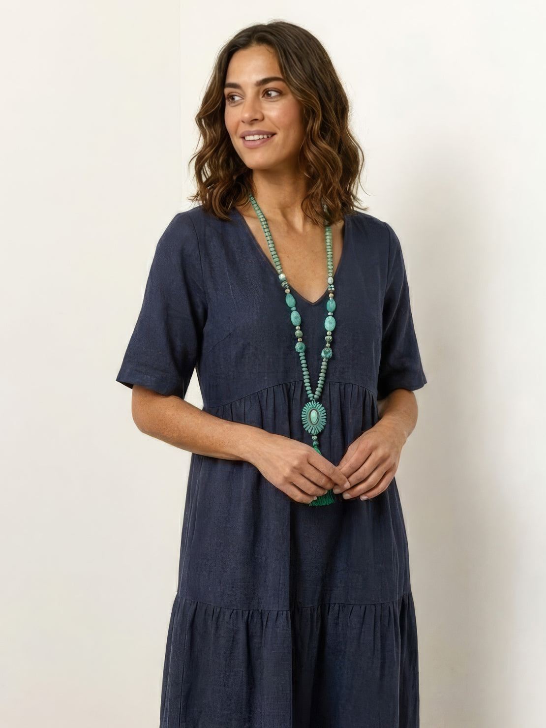 AMBER | ELEGANT TIERED TUMMY-COVERAGE MAXI DRESS