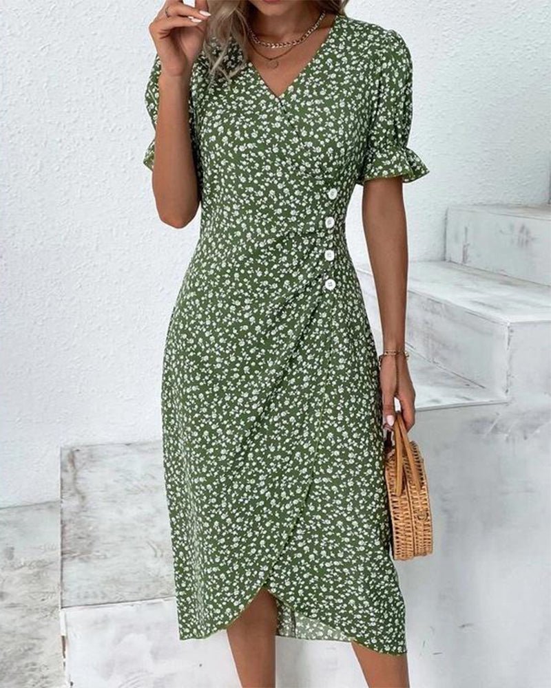 ELLAINE | ELEGANT FLORAL TUMMY-COVERAGE SUMMER DRESS