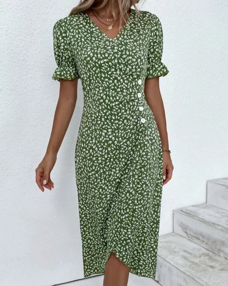ELLAINE | ELEGANT FLORAL TUMMY-COVERAGE SUMMER DRESS