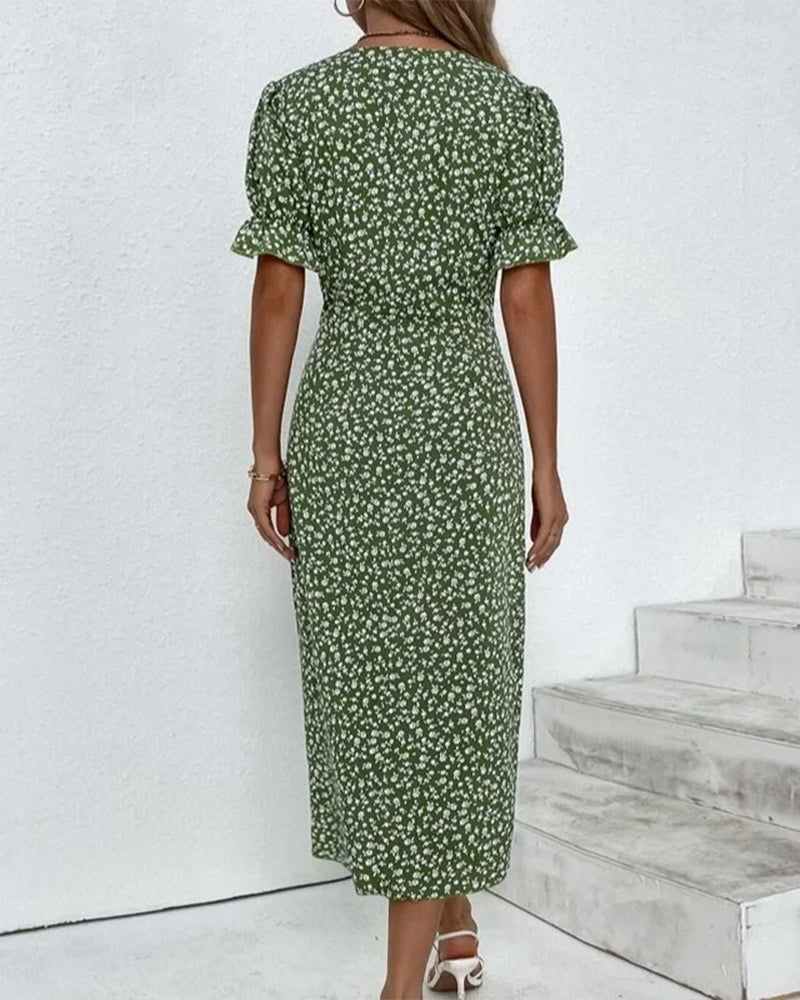 ELLAINE | ELEGANT FLORAL TUMMY-COVERAGE SUMMER DRESS