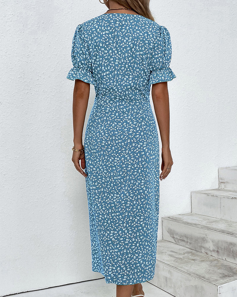 ELLAINE | ELEGANT FLORAL TUMMY-COVERAGE SUMMER DRESS