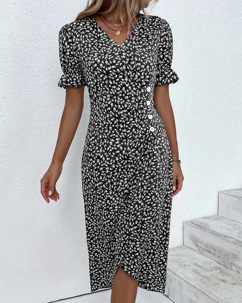 ELLAINE | ELEGANT FLORAL TUMMY-COVERAGE SUMMER DRESS