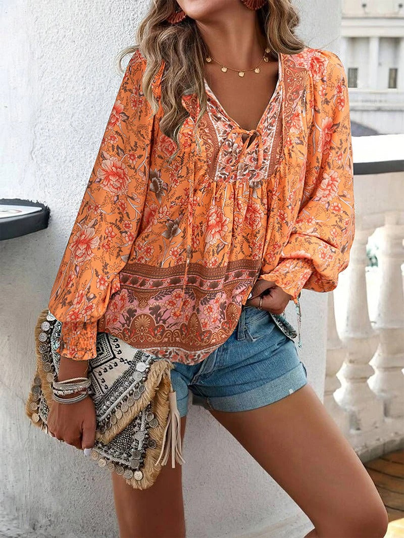 AGNES | FLORAL BUTTON-DOWN BLOUSE WITH LOOSE FIT