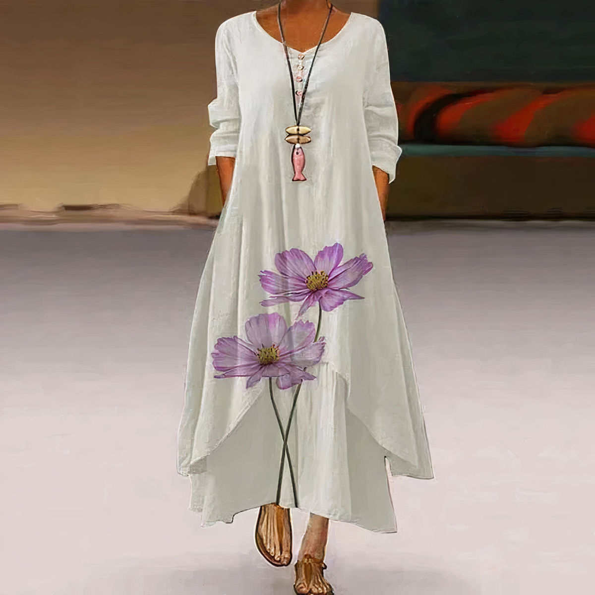 FLORA | ELEGANT FLORAL TUMMY-COVERAGE MAXI DRESS