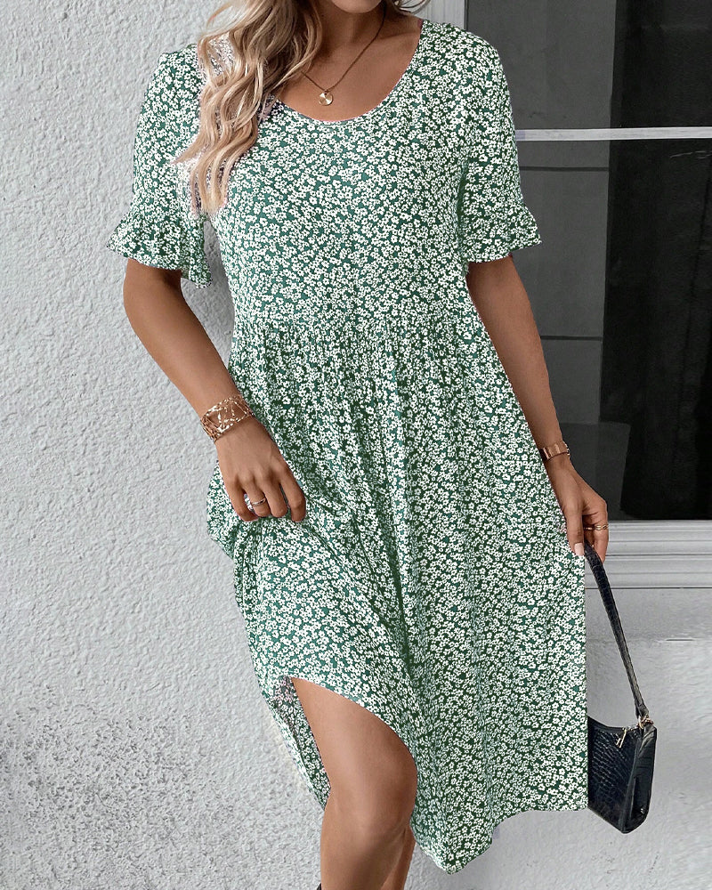 CAROL | ELEGANT FLORAL TUMMY-COVERAGE DRESS