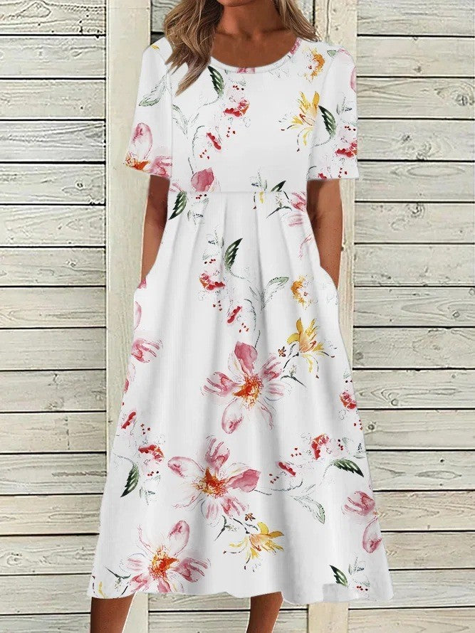 CHLOE | FLORAL MIDI DRESS WITH TUMMY-COVERAGE