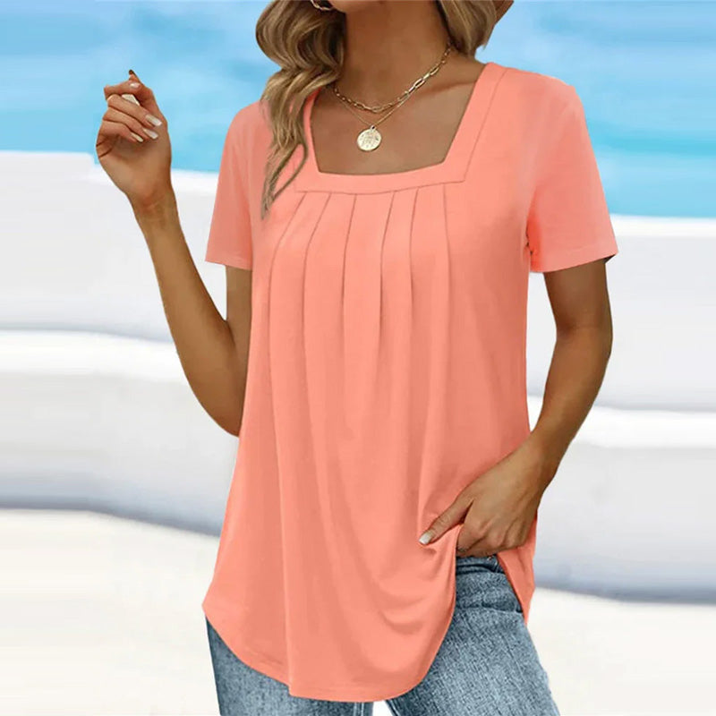 ELIZABETH | PLEATED SUMMER BLOUSE WITH SQUARE NECKLINE