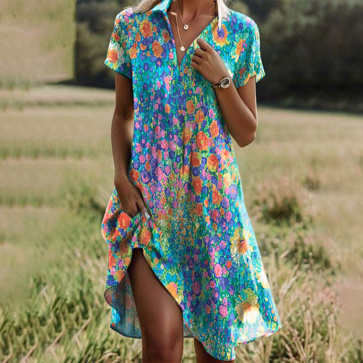 BEA | ELEGANT FLOWING TUMMY-COVERAGE DRESS
