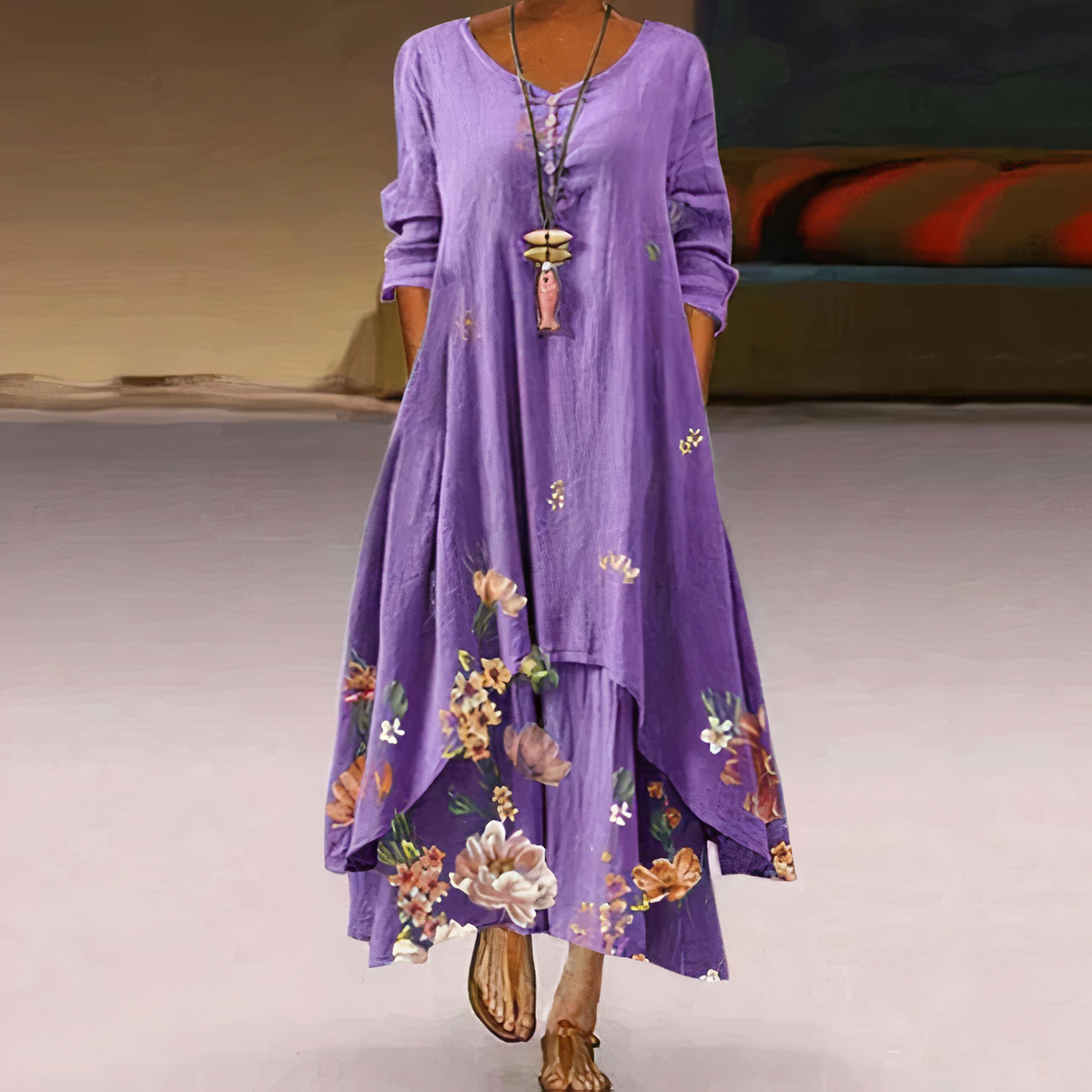 FLORA | ELEGANT FLORAL TUMMY-COVERAGE MAXI DRESS