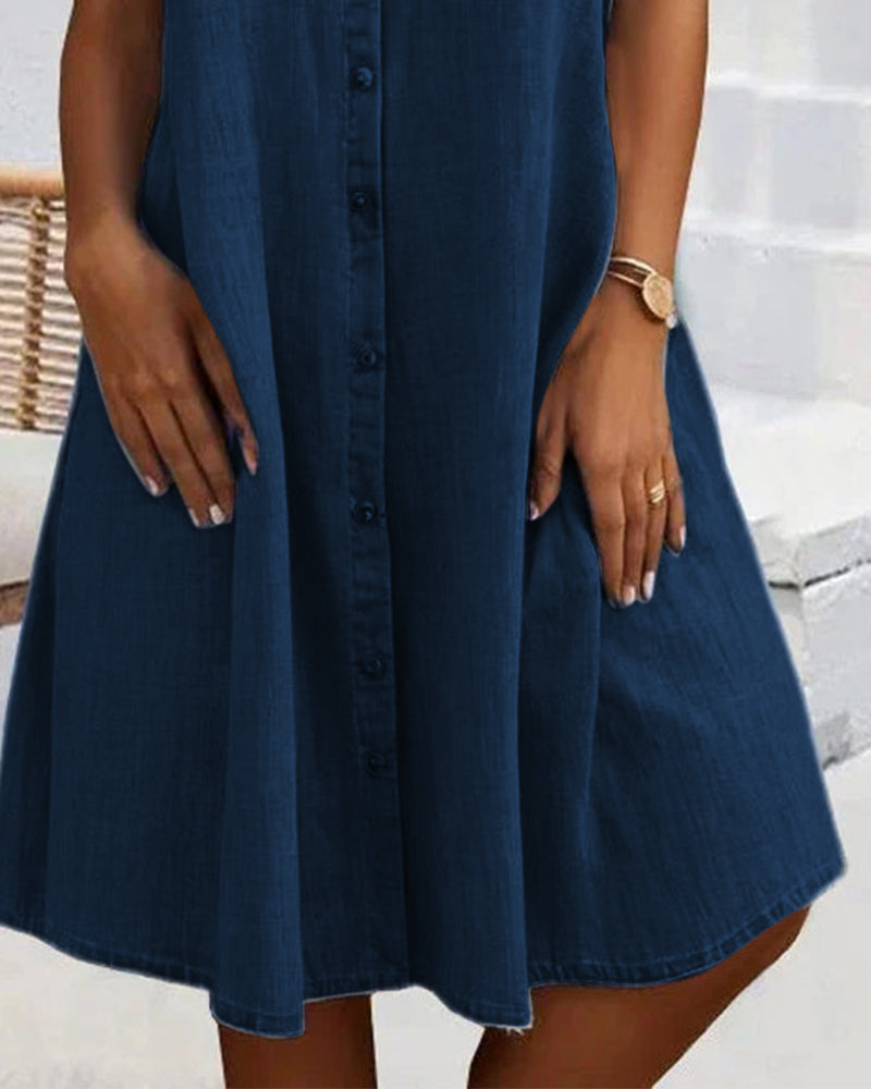 BELLA | COLLARED BUTTON-FRONT TUMMY-COVERAGE DRESS