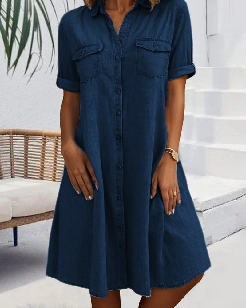 BELLA | COLLARED BUTTON-FRONT TUMMY-COVERAGE DRESS