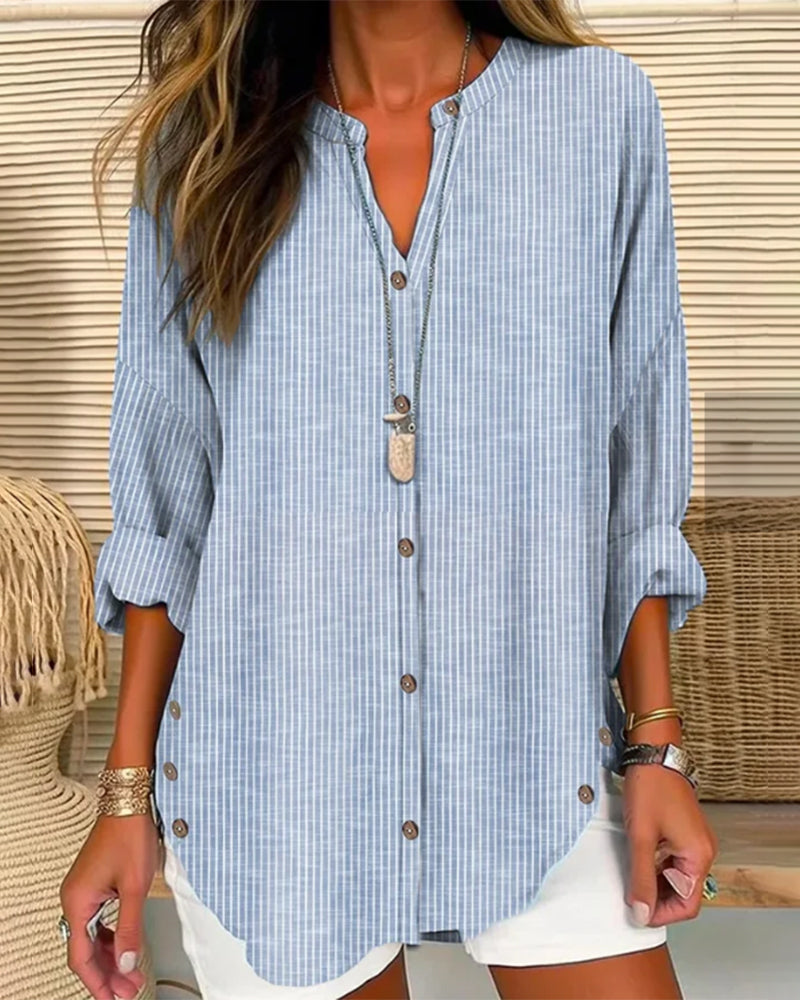 ISABELLA | ELEGANT STRIPED TUMMY-COVERAGE BLOUSE