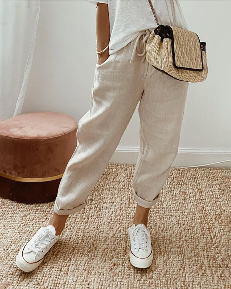 HANNAH | ELEGANT LIGHTWEIGHT LEISURE PANTS WITH HIGH WAIST