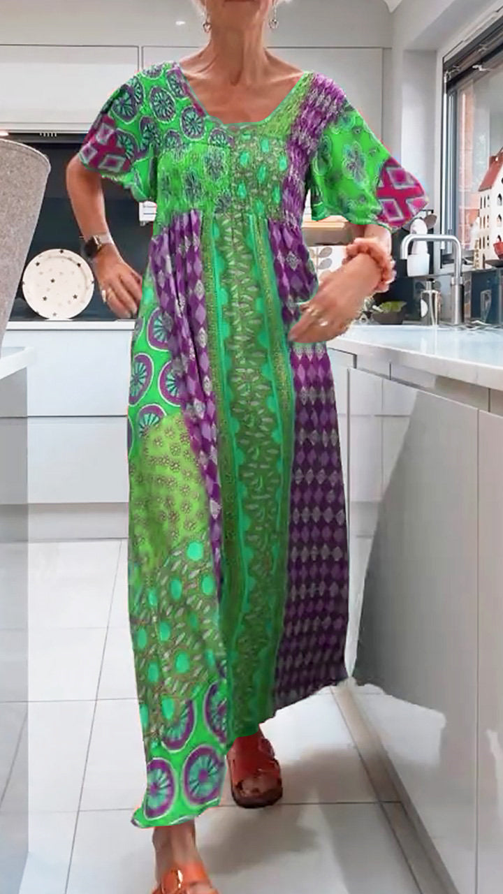 JENNIE | ELEGANT TUMMY-FLATTERING PAISLEY MIDI DRESS