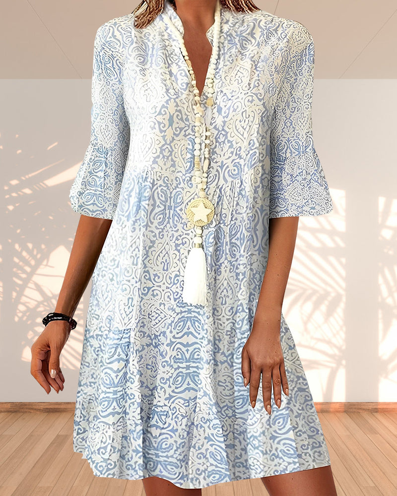 WILMA | ELEGANT PRINTED TUMMY-COVERAGE DRESS