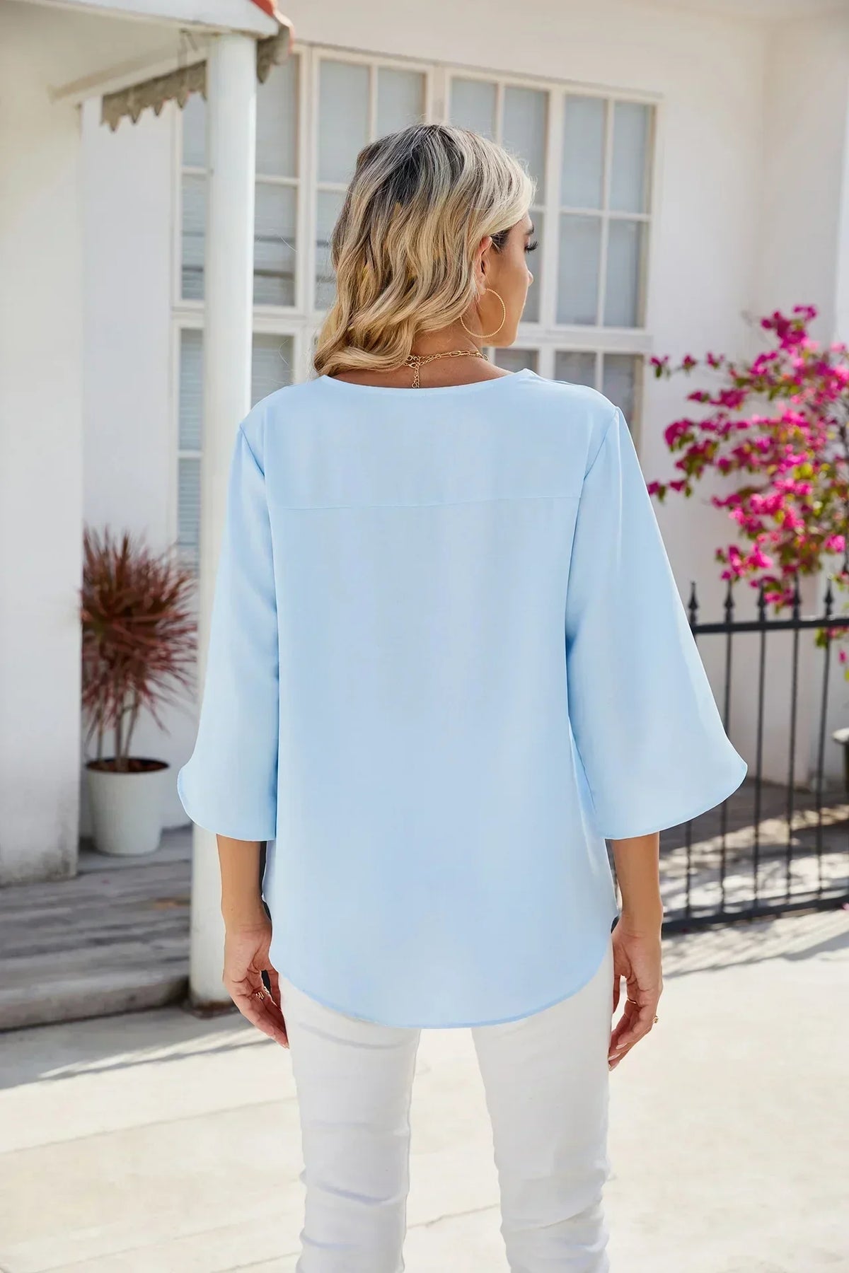 CLARISSE | ELEGANT V-NECK BLOUSE WITH LOOSE FIT