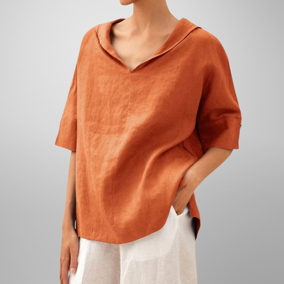 ISLA | RELAXED V-NECK COLLAR TOP