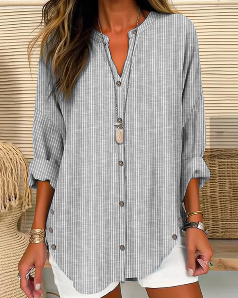 ISABELLA | ELEGANT STRIPED TUMMY-COVERAGE BLOUSE