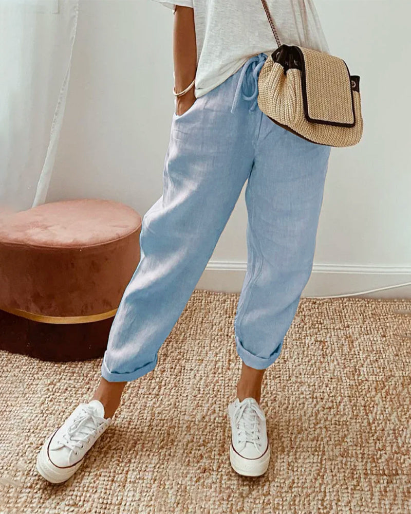 HANNAH | ELEGANT LIGHTWEIGHT LEISURE PANTS WITH HIGH WAIST
