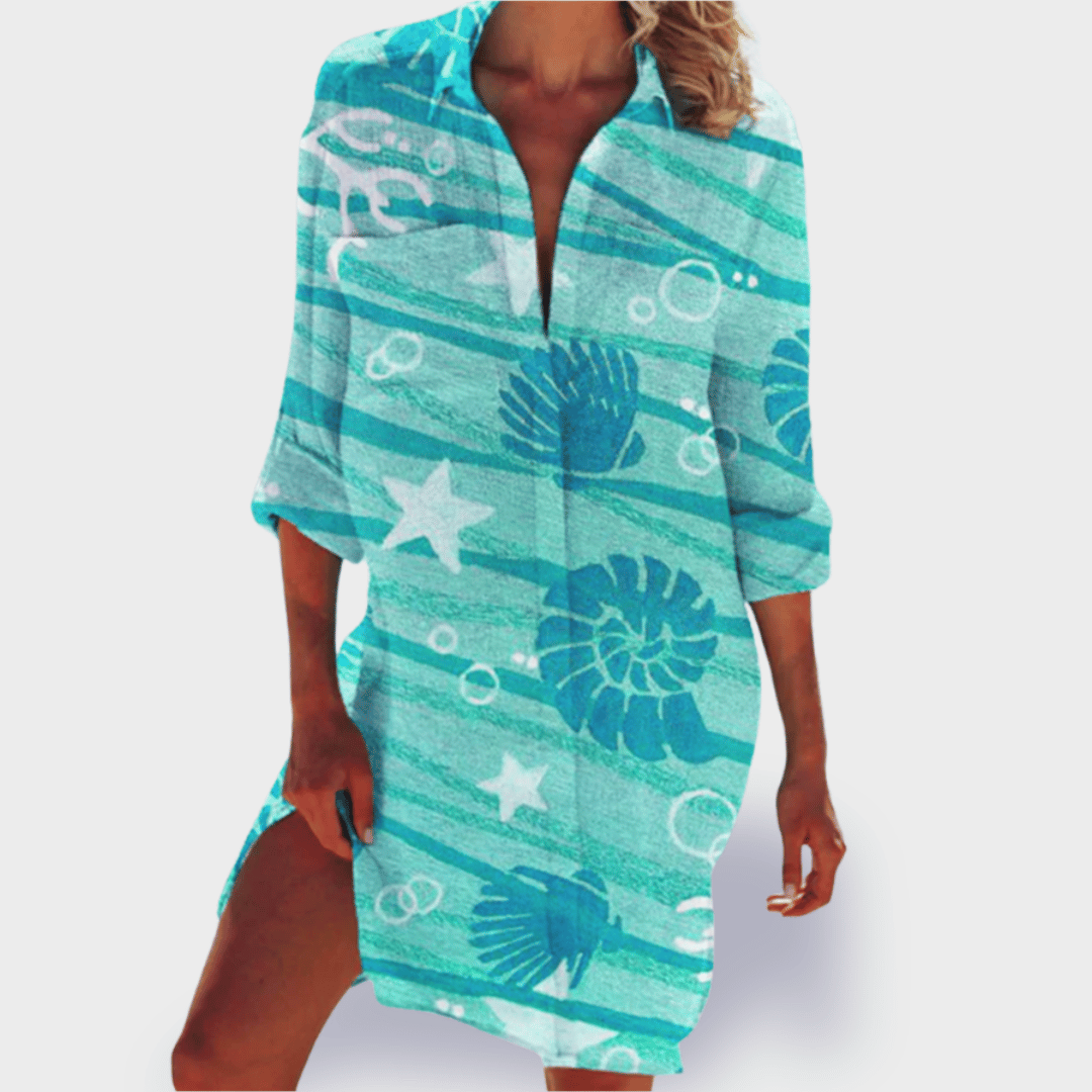 GRACE | ELEGANT VIBRANT TUMMY-COVERAGE DRAPED DRESS