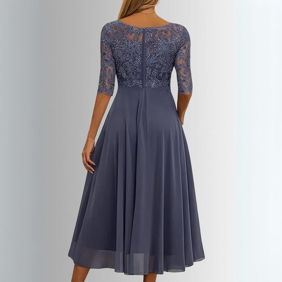 ELIZABETH | ELEGANT LACE TUMMY-COVERAGE MIDI DRESS