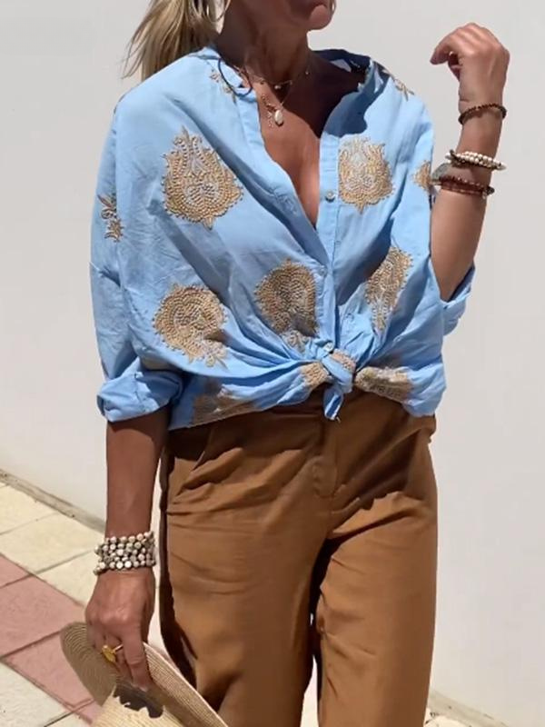 LENA | EMBROIDERED BLOUSE WITH RELAXED FIT