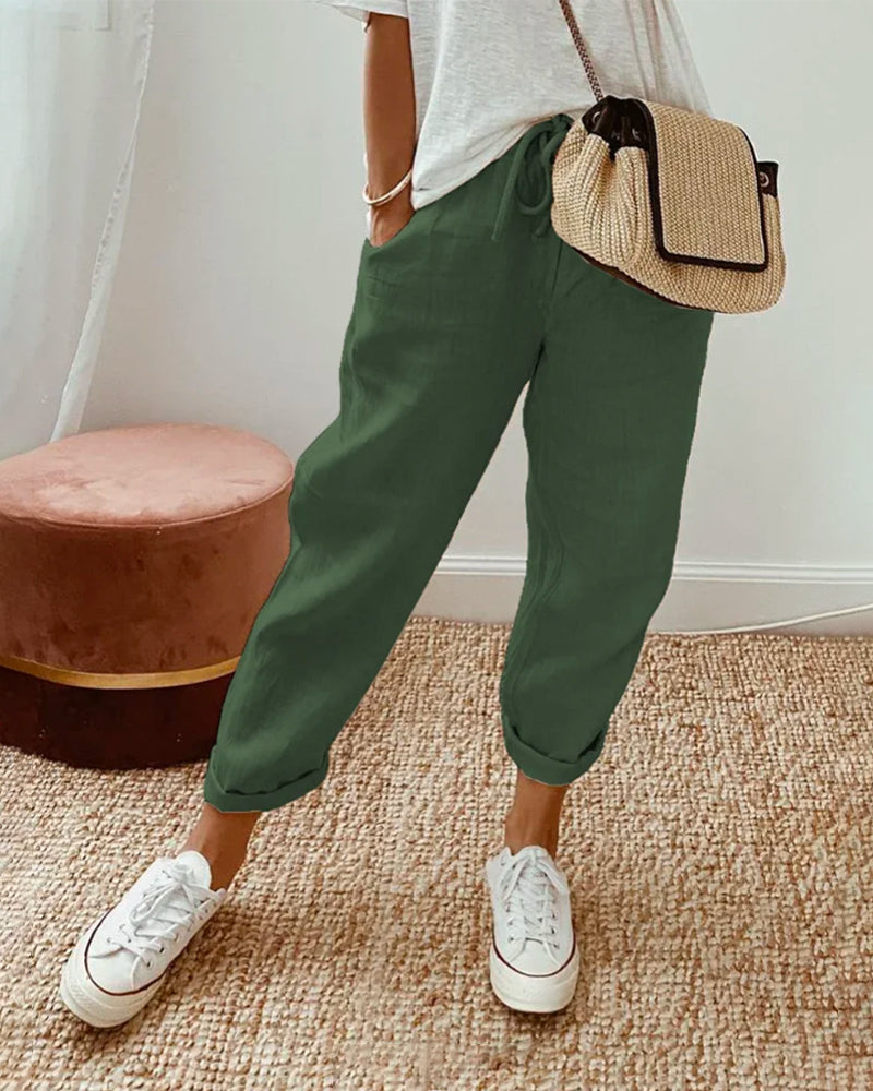 HANNAH | ELEGANT LIGHTWEIGHT LEISURE PANTS WITH HIGH WAIST