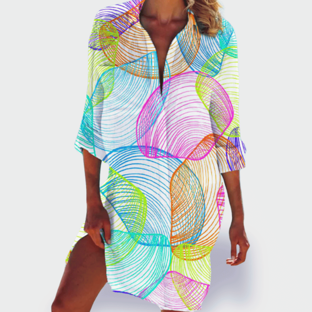 GRACE | ELEGANT VIBRANT TUMMY-COVERAGE DRAPED DRESS