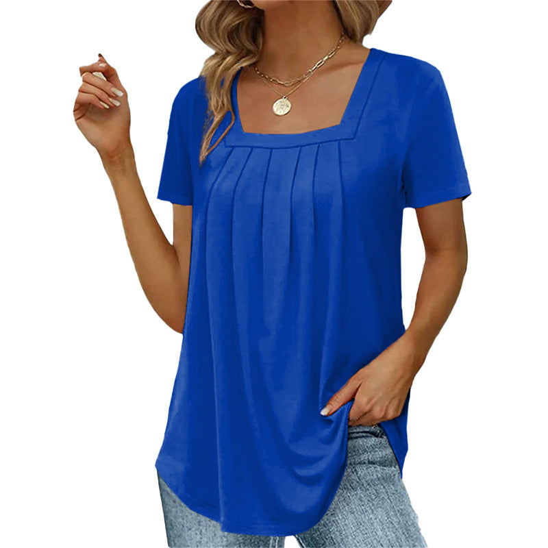 ELIZABETH | PLEATED SUMMER BLOUSE WITH SQUARE NECKLINE