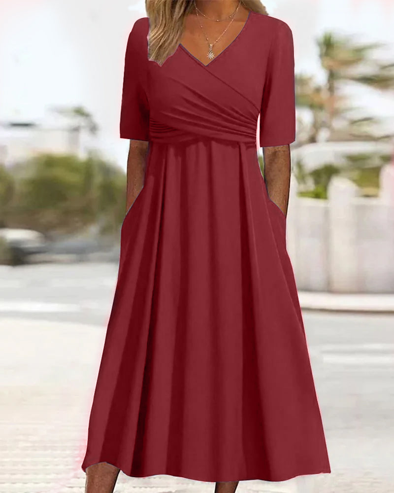 NADIA | ELEGANT A-LINE TUMMY-COVERAGE MIDI DRESS