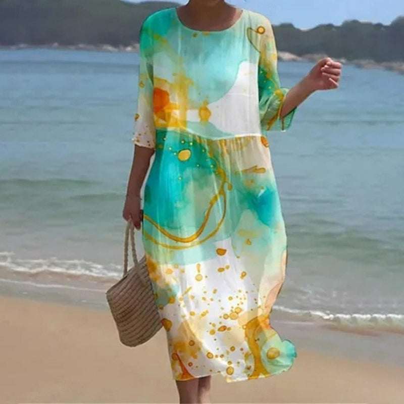 ALEX | ELEGANT FLORAL TUMMY-COVERAGE MAXI DRESS
