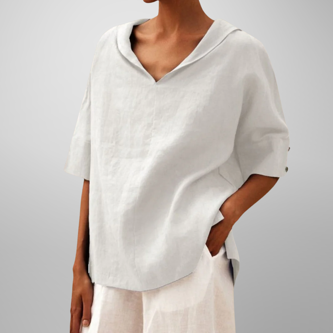 ISLA | RELAXED V-NECK COLLAR TOP