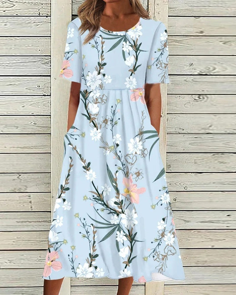 MILLIE | ELEGANT FLORAL TUMMY-COVERAGE MIDI DRESS