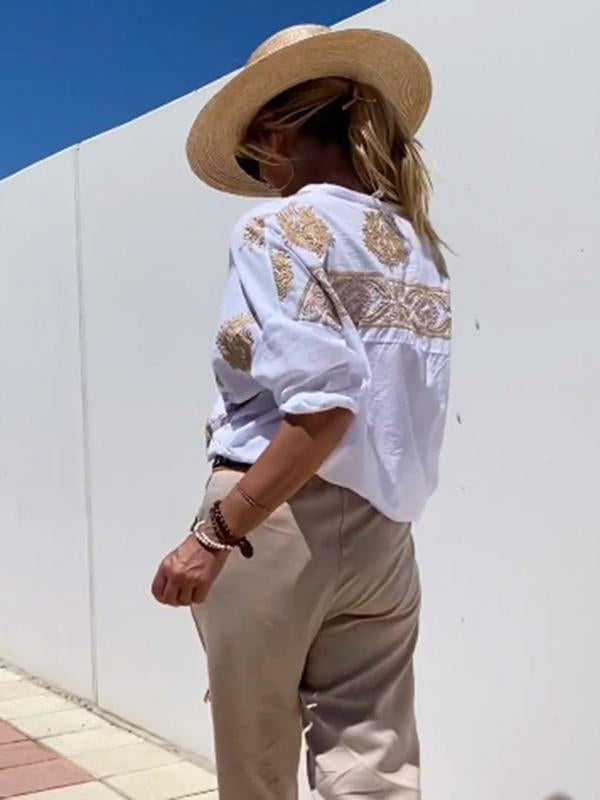 LENA | EMBROIDERED BLOUSE WITH RELAXED FIT