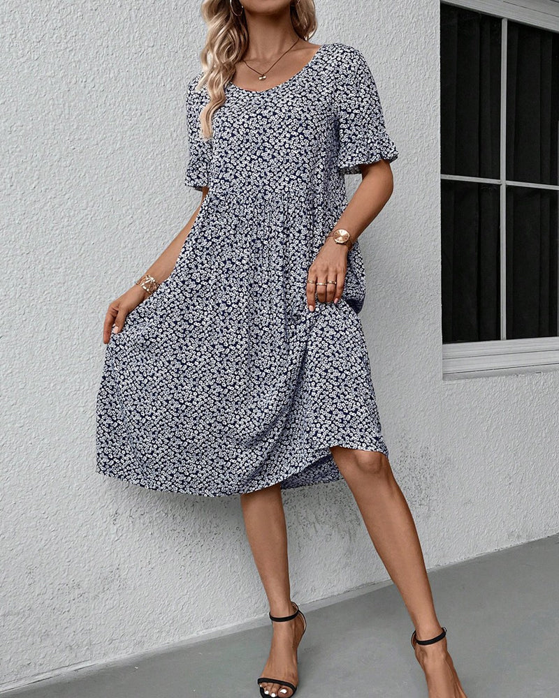 CAROL | ELEGANT FLORAL TUMMY-COVERAGE DRESS