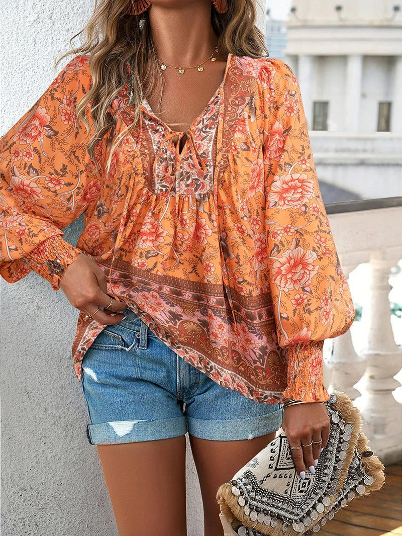 AGNES | FLORAL BUTTON-DOWN BLOUSE WITH LOOSE FIT