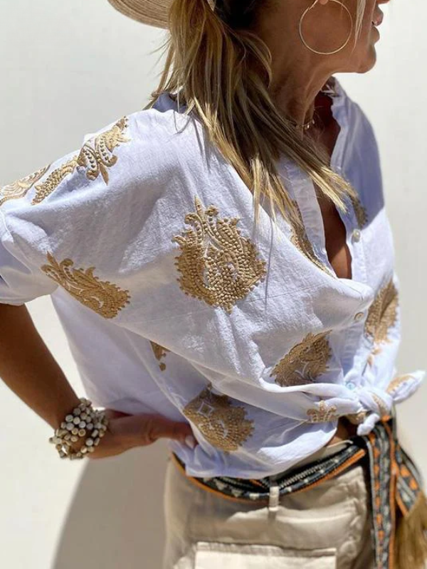 LENA | EMBROIDERED BLOUSE WITH RELAXED FIT