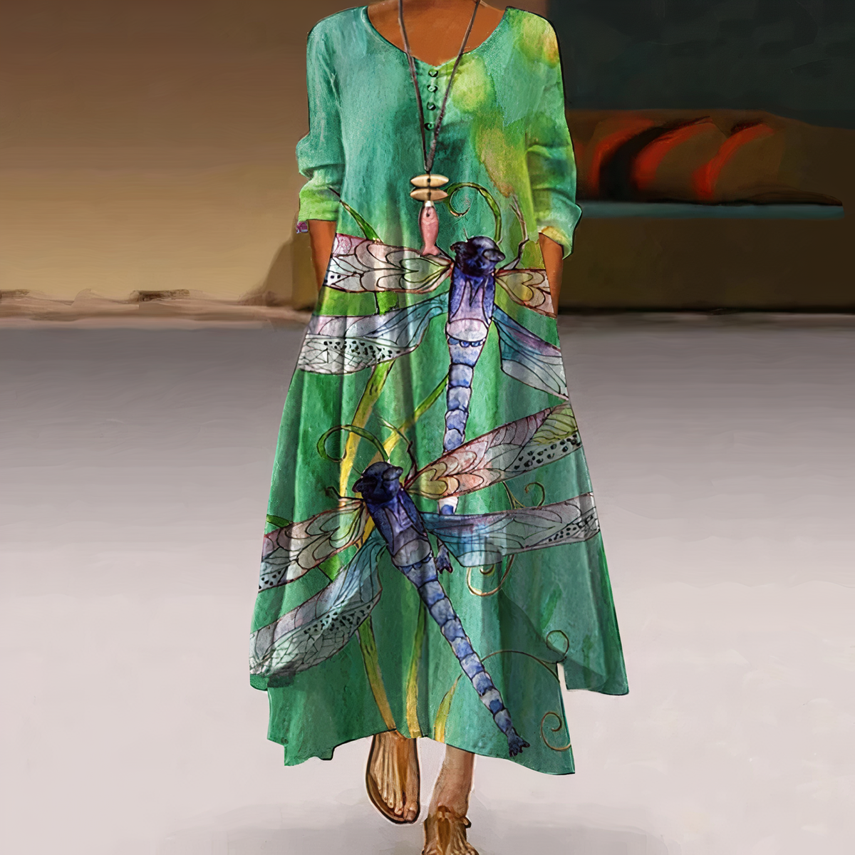 FLORA | ELEGANT FLORAL TUMMY-COVERAGE MAXI DRESS