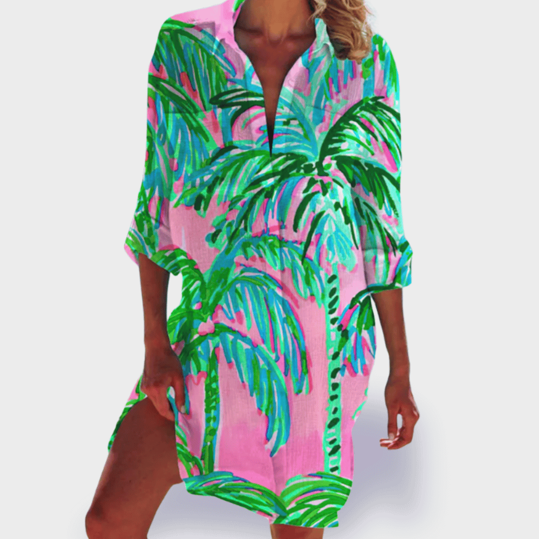 GRACE | ELEGANT VIBRANT TUMMY-COVERAGE DRAPED DRESS
