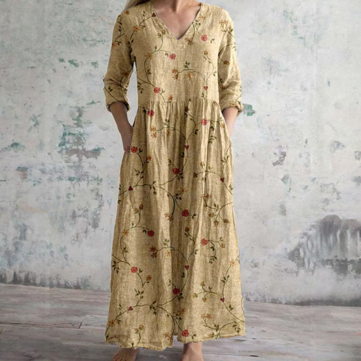 LEANNE | ELEGANT FLORAL TUMMY-COVERAGE MAXI DRESS