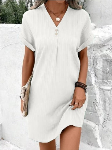 BRENDA | ELEGANT V-NECK TUMMY-COVERAGE SPRING DRESS