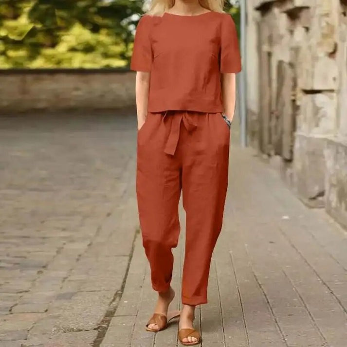 LINA | ELEGANT SUMMER TWO-PIECE SET WITH TUMMY COVERAGE