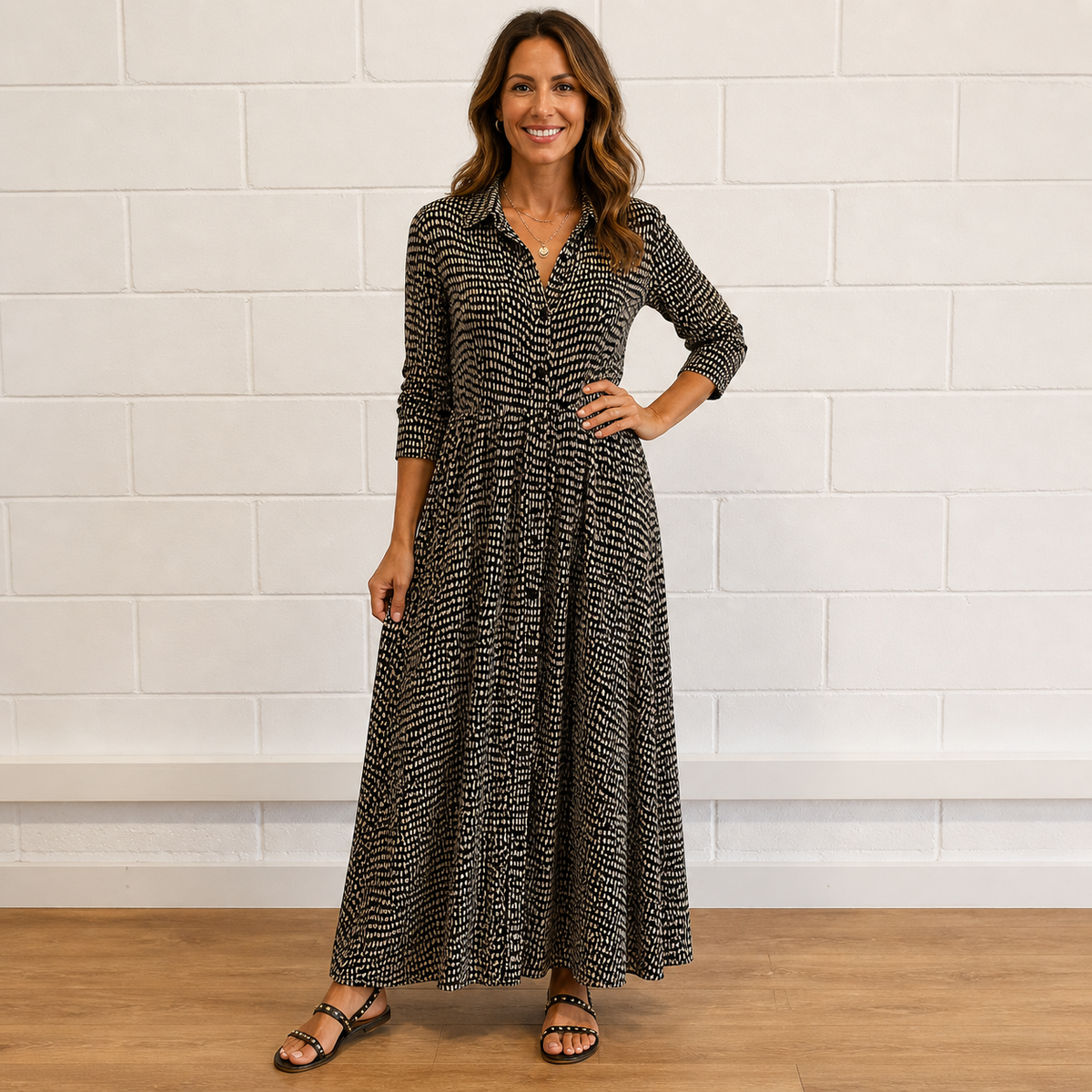 MOLLY | FLOWING V-NECK TUMMY-COVERAGE MAXI DRESS