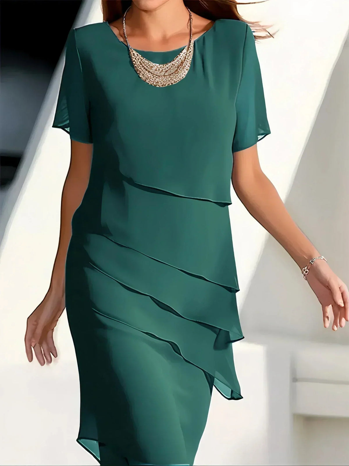 SOPHIE | ELEGANT SUMMER MIDI DRESS WITH TUMMY COVERAGE