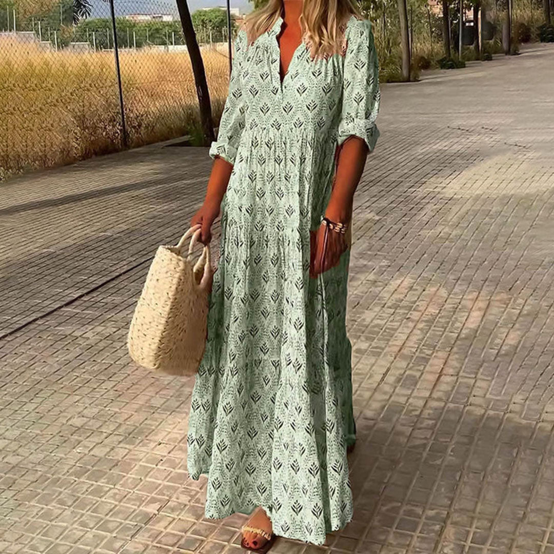 AMARA | ELEGANT BOHO MAXI TUMMY-COVERAGE DRESS