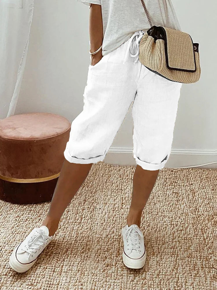 FRANCES | BREATHABLE COTTON-LINEN COMFORT SHORTS