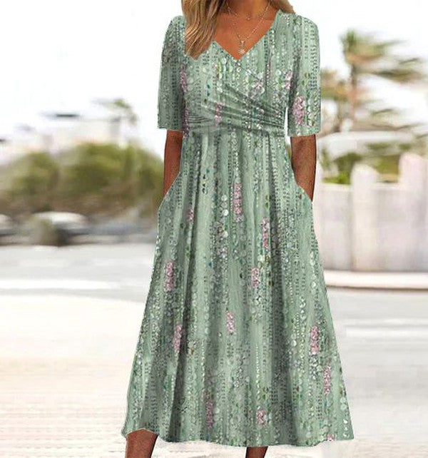 HANNAH | ELEGANT FLORAL TUMMY-COVERAGE SUMMER DRESS