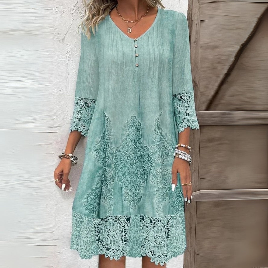 JENNA | ELEGANT FLORAL TUMMY-COVERAGE MIDI DRESS