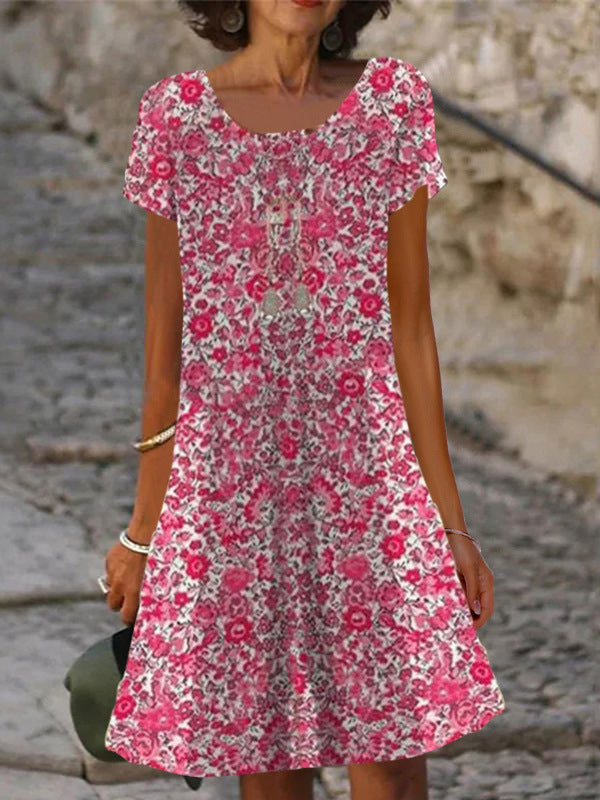 LAUREN | ELEGANT PRINTED TUMMY-COVERAGE MIDI DRESS