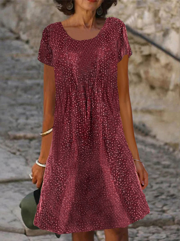 LAUREN | ELEGANT PRINTED TUMMY-COVERAGE MIDI DRESS